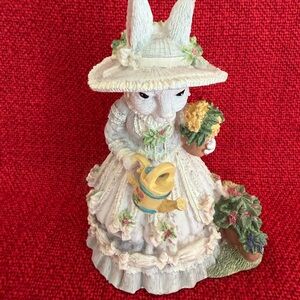 Easier White Bunny Figurine with Yellow Watering Can